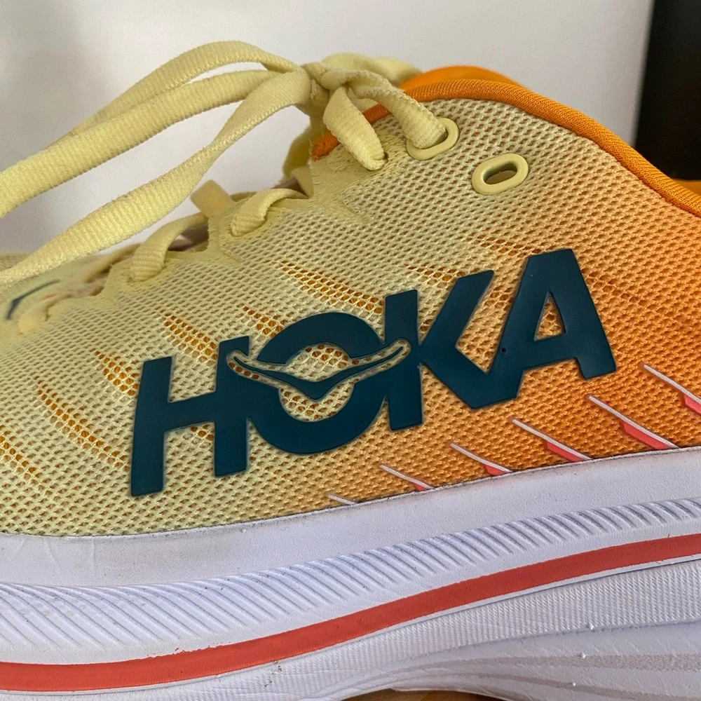 Hoka One One Bondi X Yellow Orange Athletic Running Sneakers Shoes - Picture 6 of 13